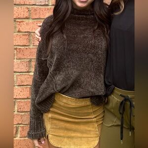 Pink Rose Chocolate Cowl Neck Sweater